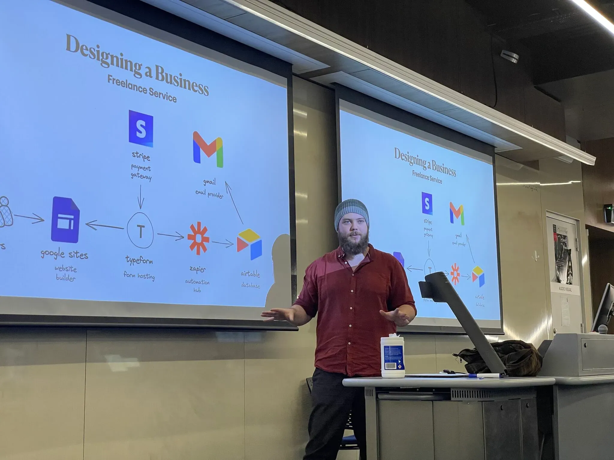 Dan Ferg presenting a digital automation workflow