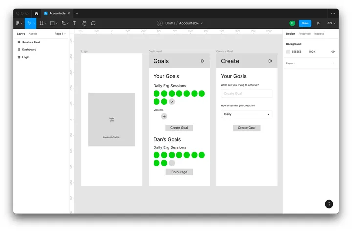 Mates Motivate mobile interface prototype in Figma