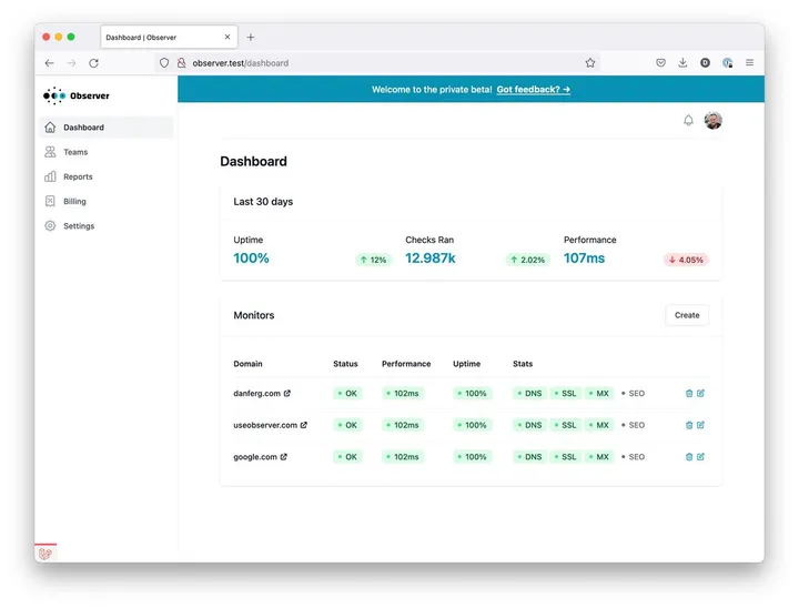 Observer's redesigned monitoring dashboard