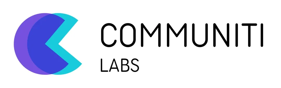 The original Communiti Labs logo, with a layered purple and turquoise mark beside a narrow uppercase wordmark.