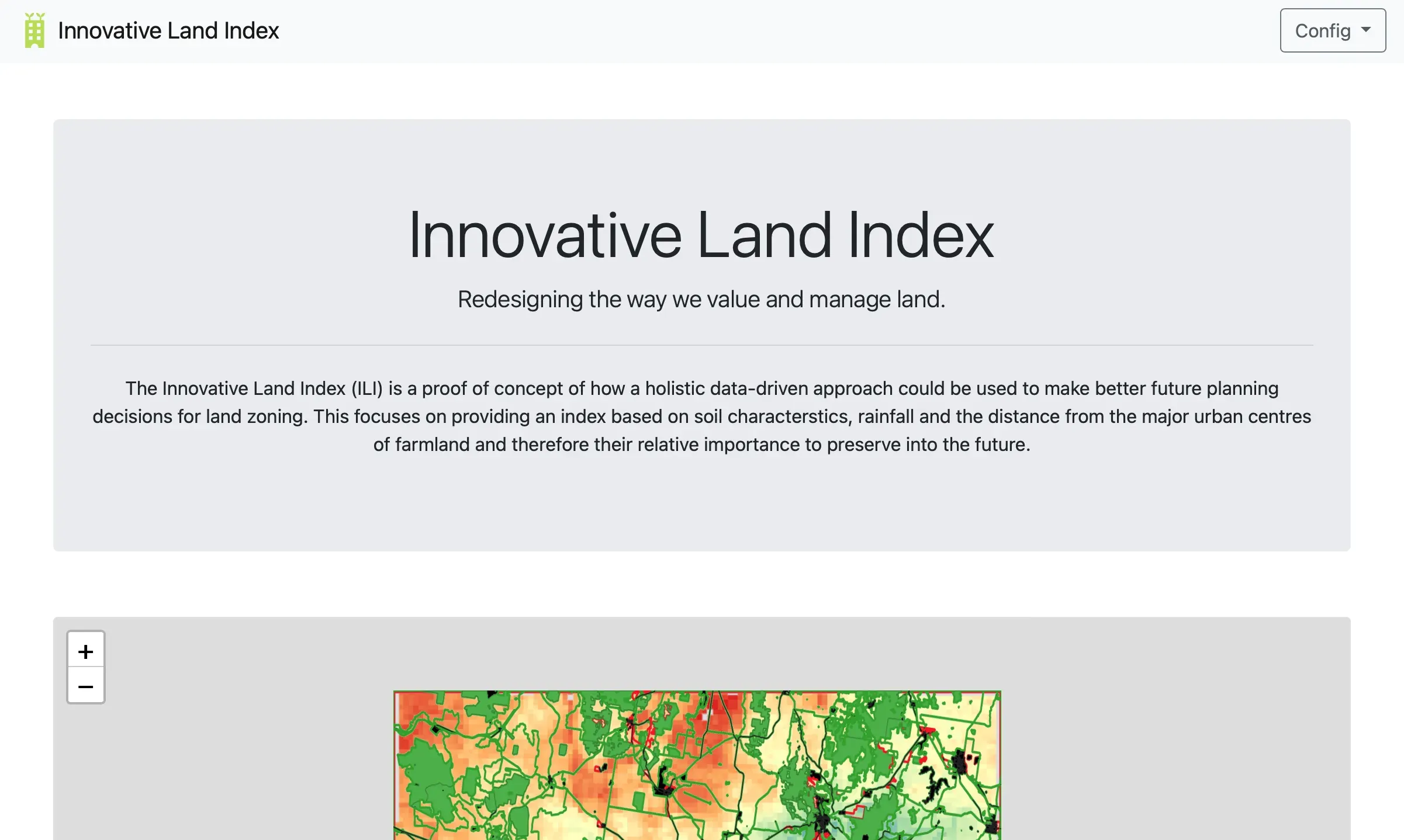 Land Index product interface screenshot