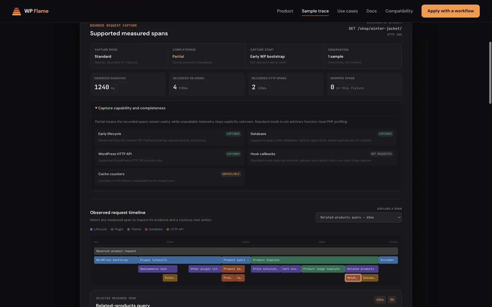 WP Flame product interface screenshot