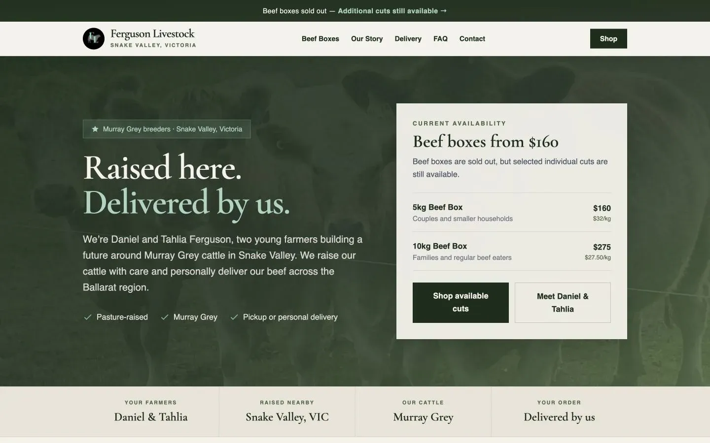 Ferguson Livestock product interface screenshot